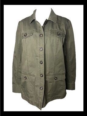 Lord & Taylor Green  100% Cotton  Cargo Jacket Women’s Large